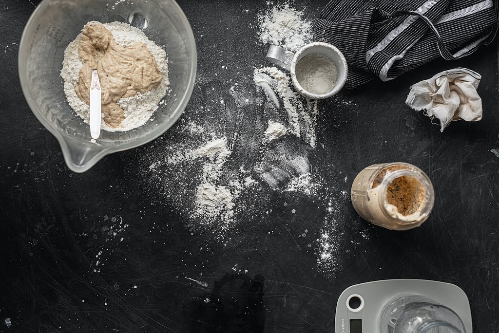 Mixing sourdough ingredients